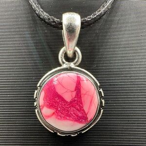 Candy Cane Dahlia Kingman Sterling Silver 925 Handmade Necklace Pendant Dainty